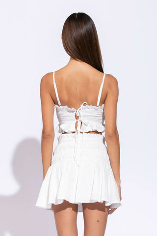 Pharos White Eyelet Cropped Two-Piece Skirt Set - Back