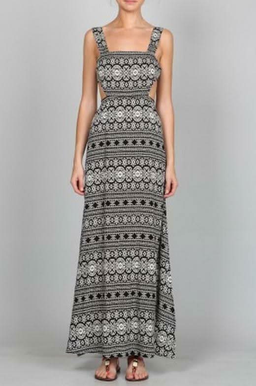 Black and White Print Maxi Dress