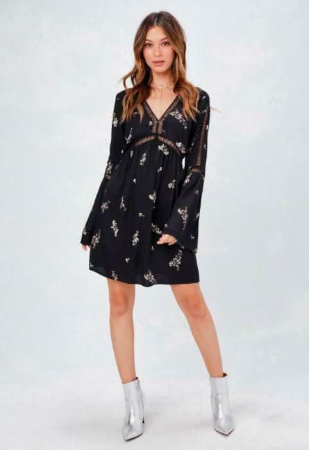 Long Sleeve Floral Mini Dress
