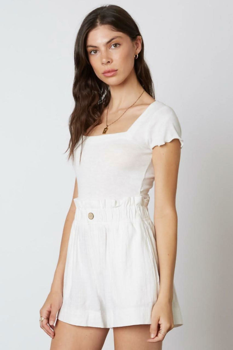 White High Waisted Shorts