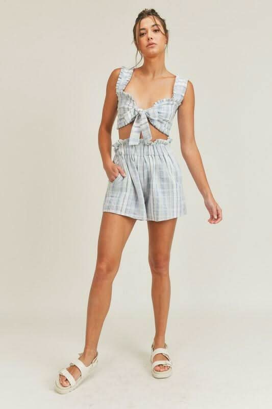 Beach House Blue and White Striped Two-Piece Romper -  BohoPink