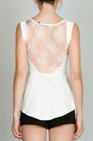 Ark & Co Love Lace Off White Peplum Top - Back View