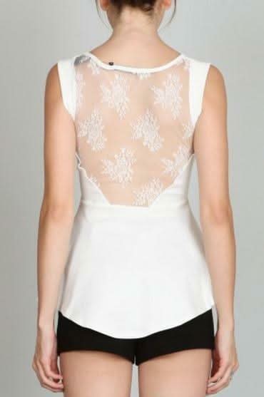 Lace Off White Peplum Top