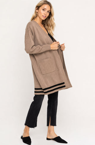 Bianca Taupe and Black Cardigan Sweater - Side View