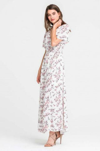 Provence Ivory Floral Print Wrap Maxi Dress - Side View