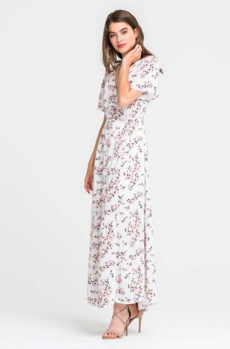 White Floral Print Maxi Dress