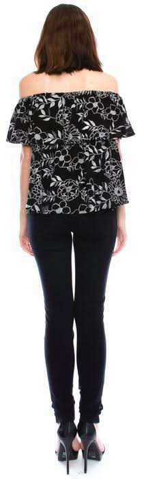 black ruffled overlay top