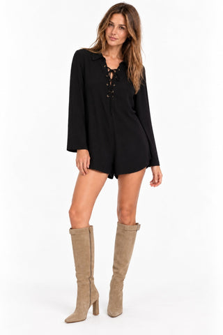 Be Somethin' Lace-Up Long Sleeve Romper - Outfit View