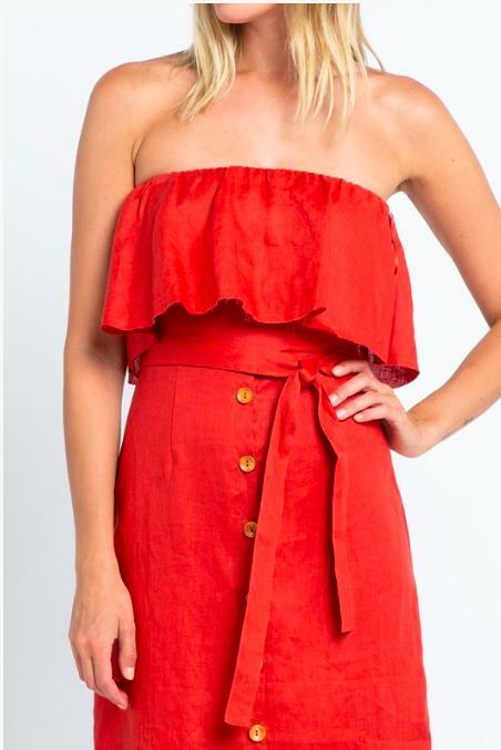  Red Strapless Midi Dresses