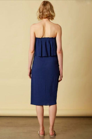 Chic navy blue resort wear two piece set for summer vacation - back view
