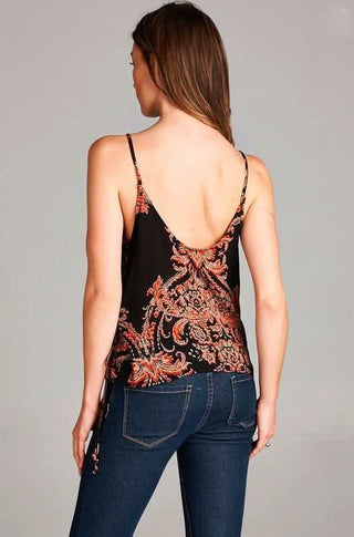 Catalina Floral Print Surplice Wrap Tank Top - Back View