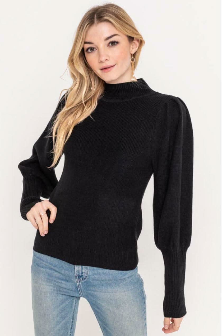Black Puff Sleeve Sweater