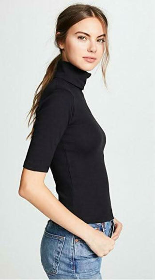 Black Short Sleeve Turtleneck Tee side