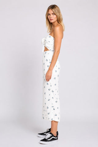 London Garden White Floral Print Double Tie-Front Jumpsuit - Side View