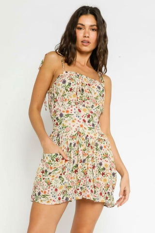 Riley Poppy Fields Floral Print Mini Dress - Front View