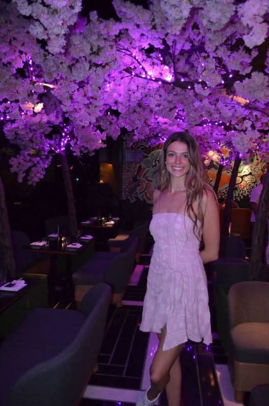 Demi Pink Prism Print Strapless Mini Dress  -  Front View