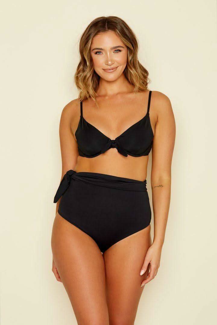 Grace Black High Waisted Bikini Bottom -  BohoPink