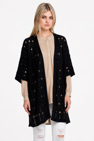 Soho Black Kimono Cardigan - Front View