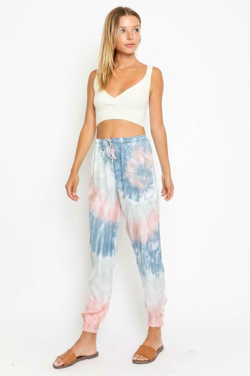 Good Vibes Sunburst Tie-Dye Jogger Pants -  BohoPink