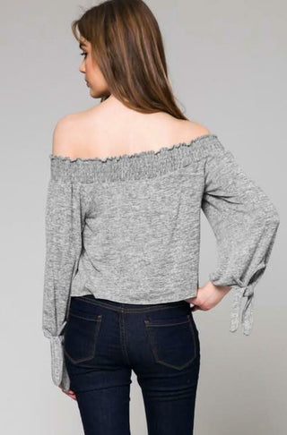 Heather Grey Off-The-Shoulder Top - Montauk Collection
