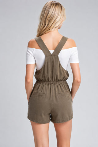 Rockstar Olive Boyfriend Romper - Back View