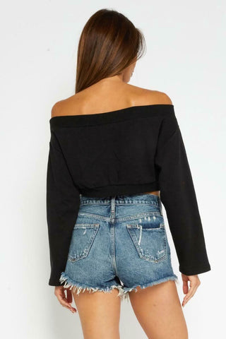 Off-Shoulder Cropped Sweatshirt