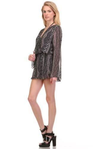 Navy Print Chiffon Surplice Romper