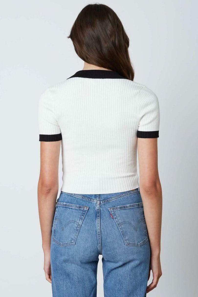 All The Preppy Vibes White Pollo Top -  BohoPink