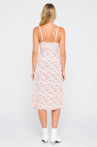 Buttercup Bouquet White Floral Double Tie-Front Sleeveless Dress - Back View