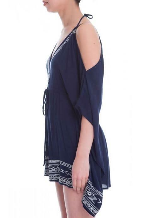 Navy Cold Shoulder Poncho Romper