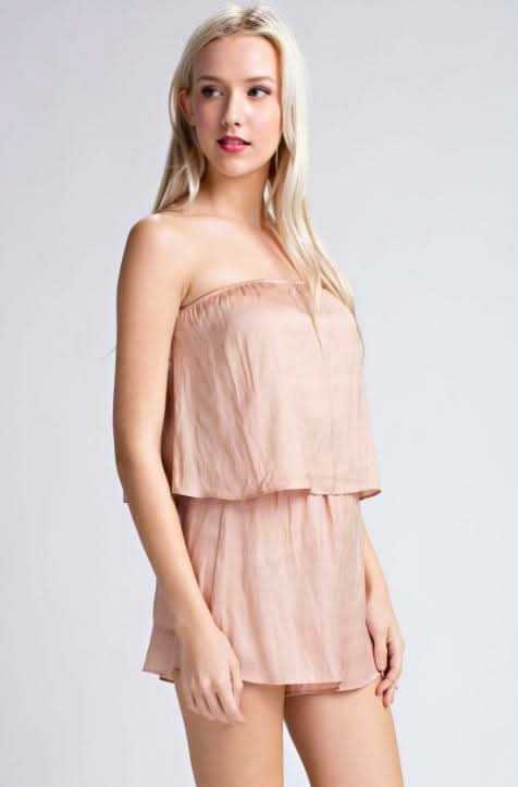 Strapless Ruffle Overlay Romper 