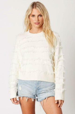 Hailey Ivory Fringe Sweater front