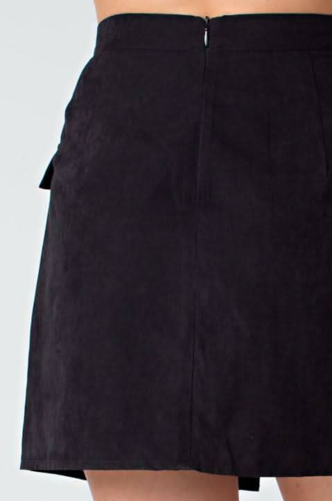 Cute Black Suede Mini Skirt