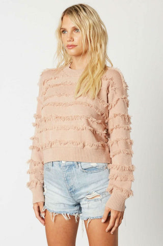 Hailey Blush Fringe Sweater outfit view