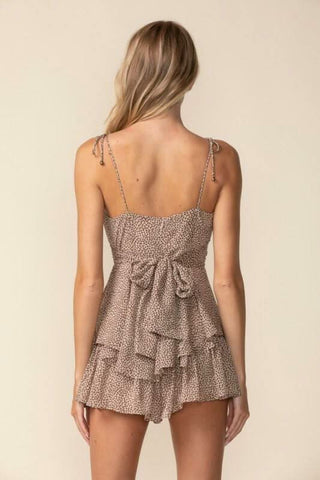 Brown boho romper for summer - back view