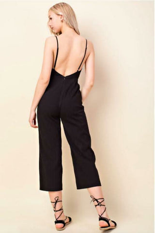 Little Havana Black Cropped Jumpsuit - Back View
