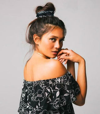 Perfect Harmony Black Off Shoulder Ruffle Top - Detailed View
