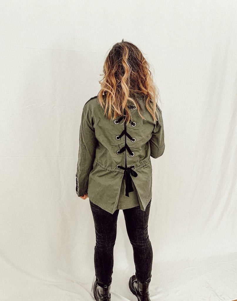 Lace Up Olive Army Jacket