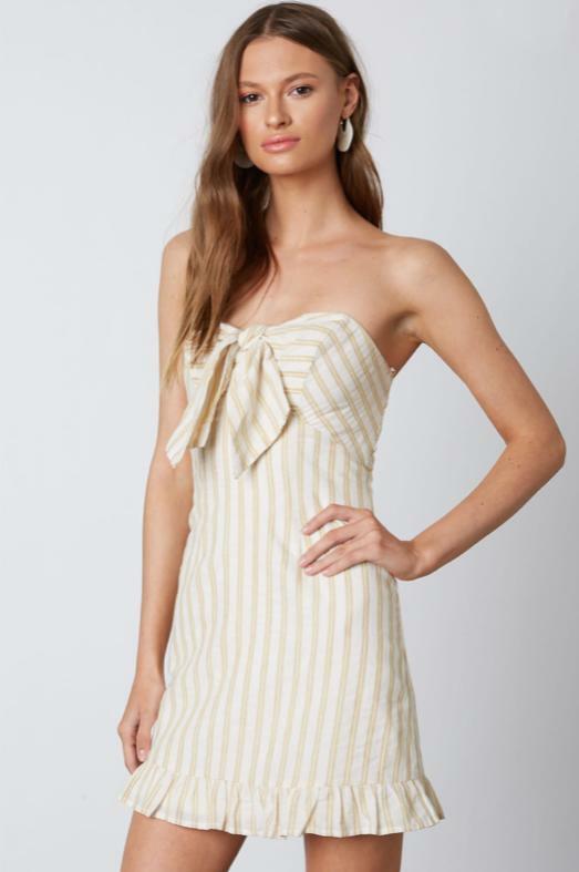 Striped Strapless Mini Dresses