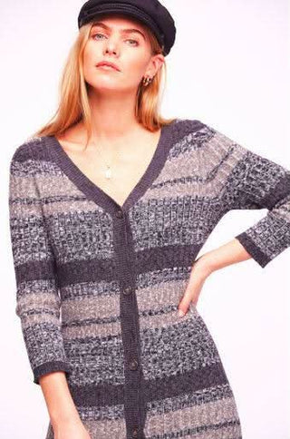 Free People Black Cozy Up Cardigan Dress - Close View
