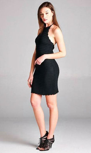 Wanderous Black Crochet Halter Dress - Side View