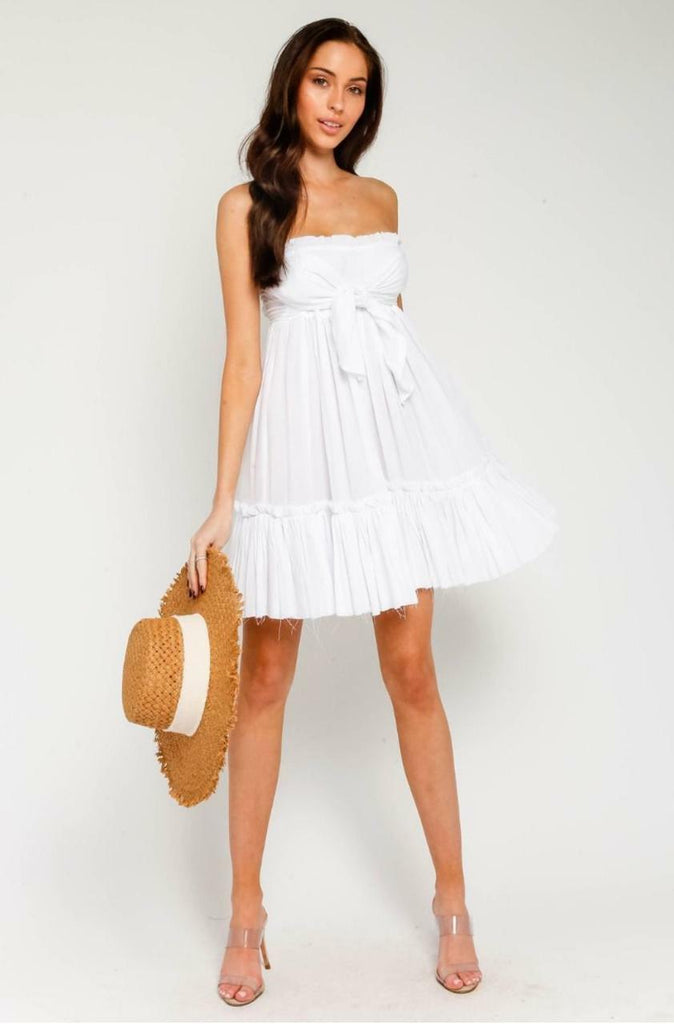 White Strapless Mini Dress 