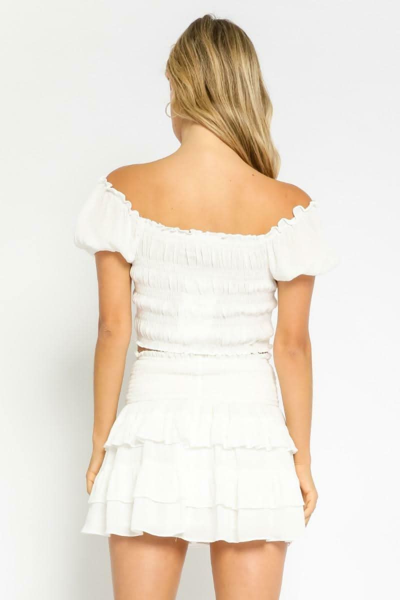 Daybreak White Drawstring Crop Top -  BohoPink