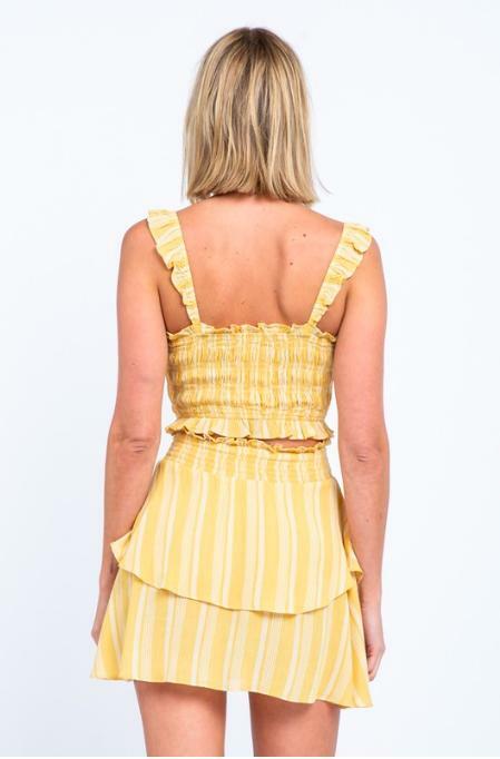 Gina Yellow Striped Two-Piece Dress -  BohoPink