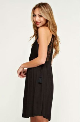 Cute Black Crochet Mini Dress