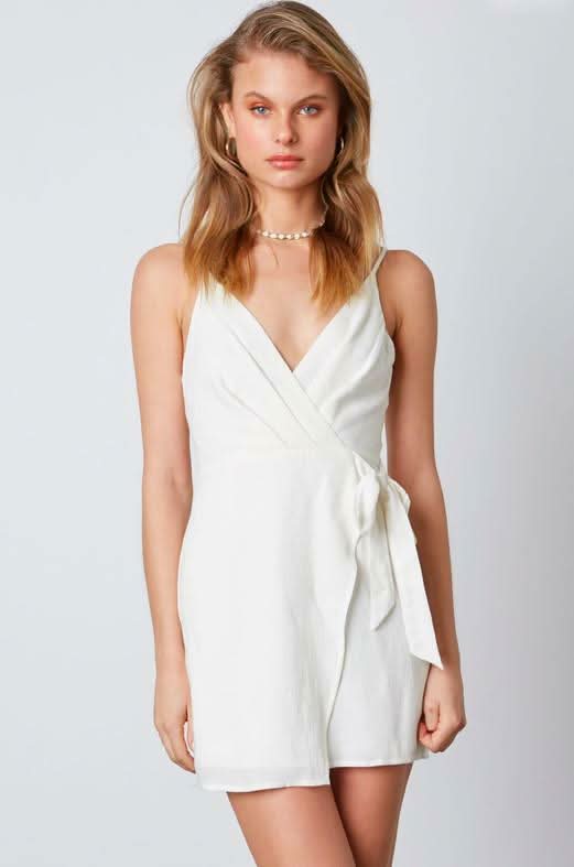 White Wrap Mini Dress 