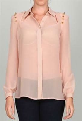 Ark & Co Future Ambition Blush Spiked Trim Blouse - Detailed View
