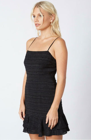 Black cocktail party mini dress outfit