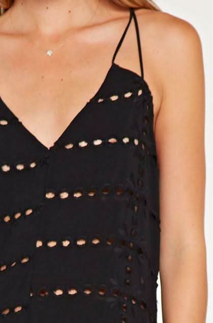 Black Eyelet Lace Sleeveless Top