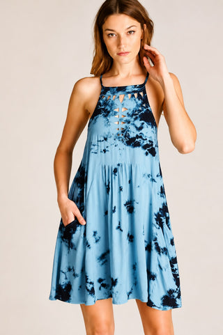 Second Chance Tie-Dye Racerback Swing Dress - Front View